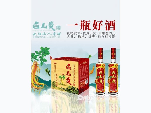 白山贡长白山人参酒45度480mlx12瓶 图1