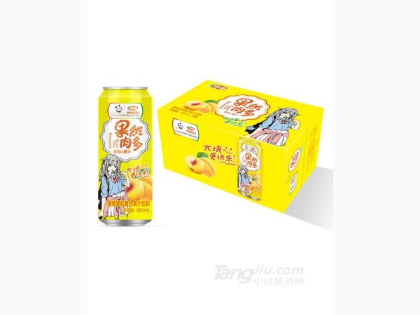 果然肉多黄桃果粒复合果汁饮料485ml 图1