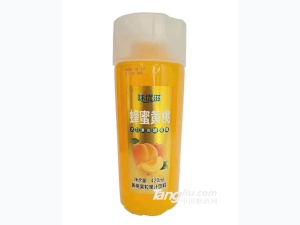 味优滋蜂蜜黄桃果粒果汁饮料420ml 图1